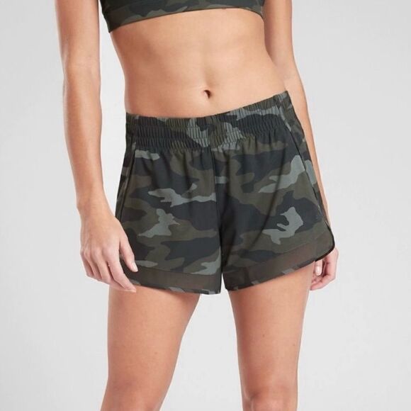 Athleta Camo Printed Mesh Racer Run Short NO LINER - Picture 1 of 11